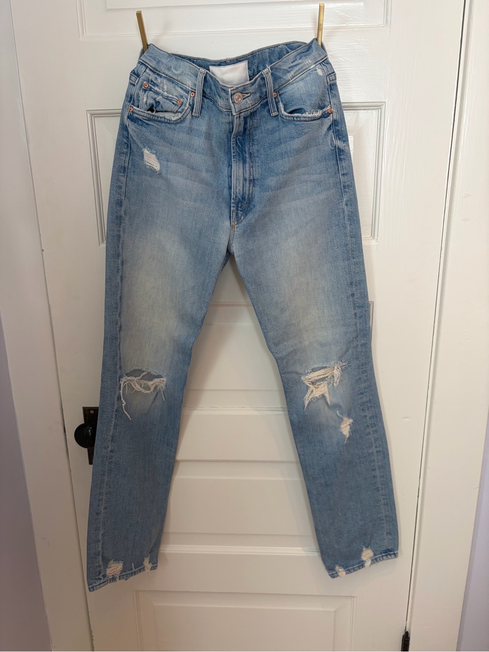 MOTHER Light Blue Distressed Boyfriend Jeans